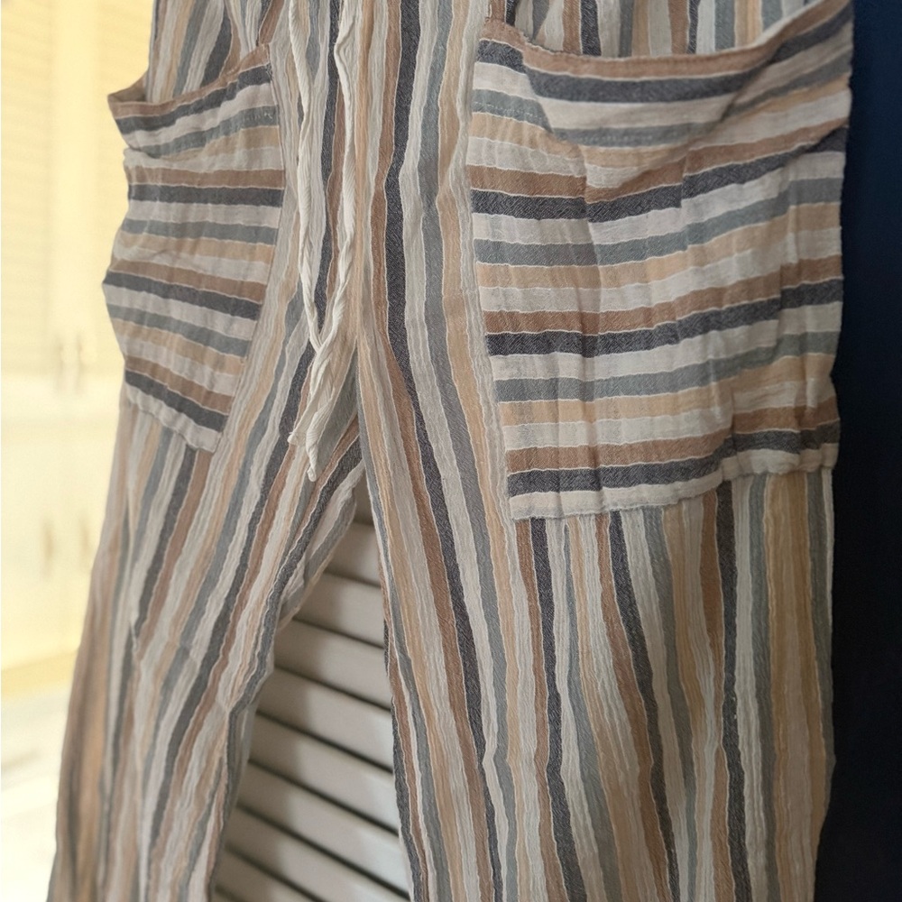 Free People 100 Cotton Striped Wide-Leg Pants - Picture 4 of 9